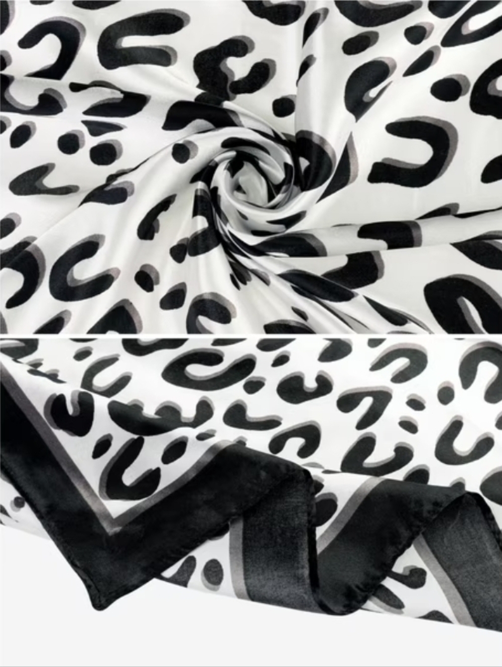 Women Leopard Print Square Satin Scarf, 35" Large Head Wrap Scarves Bandanda - Picture 3 of 4